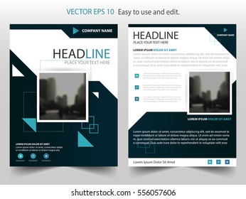 Blu Square annual report brochure flyer design template vector, Leaflet cover presentation abstract flat background, layout in A4 size