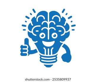 Mascota de la idea del cerebro del bulbo. Carácter de bulbo. Perfecto para la escuela u otro logotipo de propósito educativo. Icono del día de la filosofía