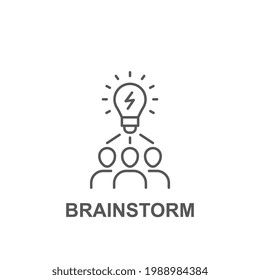 Idea y cerebro blando para la planificación de la estrategia en el debate de trabajo en equipo de negocios, interacción en grupo. trabajando juntos en conferencia. Icono de la tormenta de ideas. Ilustración vectorial. diseño sobre fondo blanco. EPS10