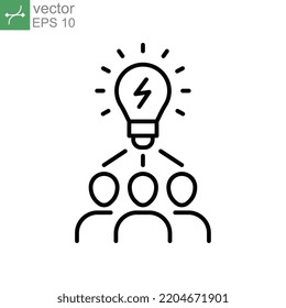 Blub brain and idea for planning strategy in business teamwork discussion, group interaction. working together in conference. Brainstrom icon. Vector illustration. design on white background. EPS10