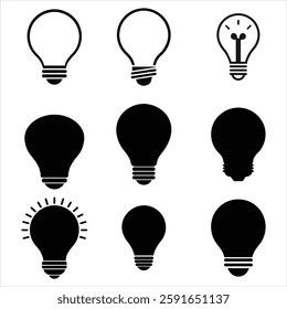 Blub Icon Bundle Set Silhouette Vector Illustration Design | Light Bulb Symbol Collection for Creative Projects
