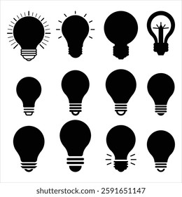 Blub Icon Bundle Set Silhouette Vector Illustration Design | Light Bulb Symbol Collection for Creative Projects