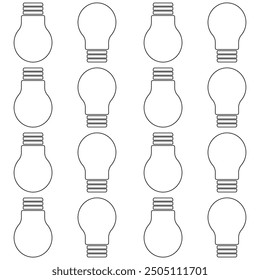 blub lamp outline vector seamless pattern in white background