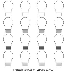 blub lamp outline vector seamless pattern in white background
