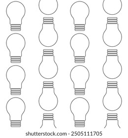 blub lamp outline vector seamless pattern in white background