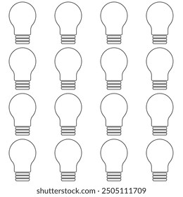 blub lamp outline vector seamless pattern in white background