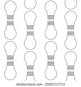 blub lamp outline vector seamless pattern in white background