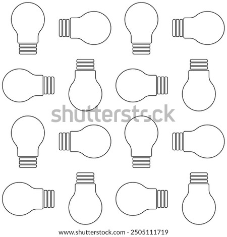 blub lamp outline vector seamless pattern in white background