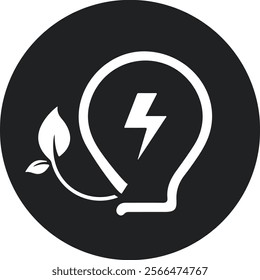 Blub logo in round circle- electricity, bulb, leaf combination logo