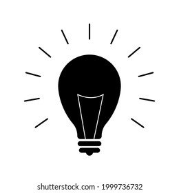 Blub vector icon. Bright yellow light bulb isolated on a white background. Light blub vector with electric inside and rays shine, idea, creative thinking. Idea concept, Flat vector design.