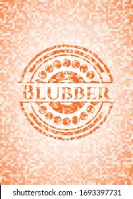 Blubber abstract emblem, orange mosaic background