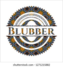 Blubber arabic badge background. Arabesque decoration.