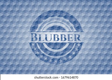 Blubber blue emblem or badge with abstract geometric polygonal pattern background. Vector Illustration. Detailed.