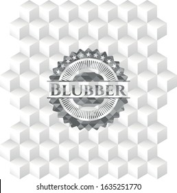 Blubber grey badge with geometric cube white background