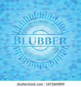 Blubber sky blue emblem with triangle mosaic background