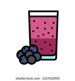 bluberry smoothie fruit juice food color icon vector. bluberry smoothie fruit juice food sign. isolated symbol illustration