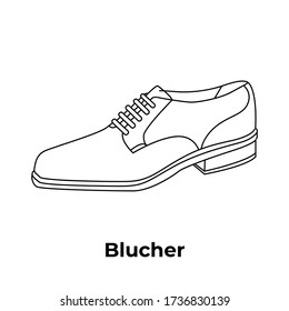 Blucher, Vector illustration of hand drawn graphic Footwear, shoes. drawing Design isolated object.