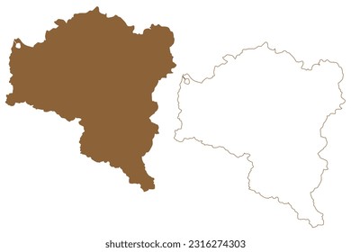 Bludenz district (Republic of Austria or Österreich, Vorarlberg or Vorarlbearg state) map vector illustration, scribble sketch Bezirk Bludenz map