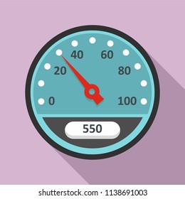 Blue 0 100 speedometer icon. Flat illustration of blue 0 100 speedometer vector icon for web design svg