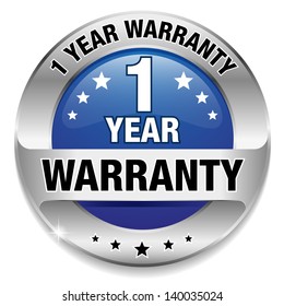 Blue 1 Year Warranty Button