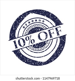 Blue 10% Off distressed rubber grunge texture seal