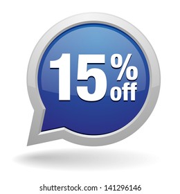 Blue 10 percent off speech bubble