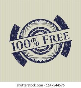 Blue 100% Free distressed rubber seal with grunge texture