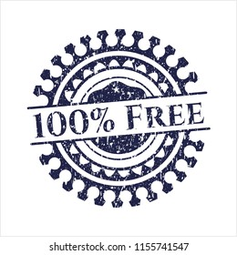 Blue 100% Free rubber seal with grunge texture