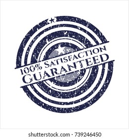 Blue 100% Satisfaction Guaranteed grunge seal