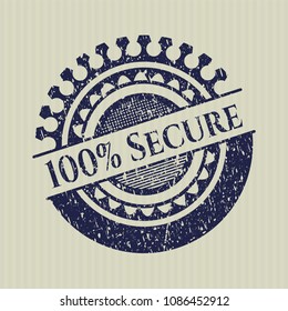  Blue 100% Secure distressed grunge seal