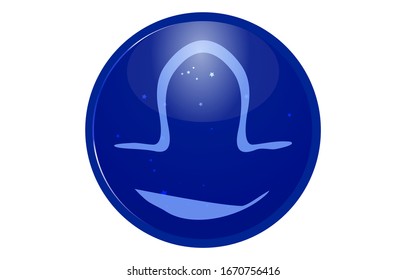 Blue 12 constellation icon with star arrangement: Libra