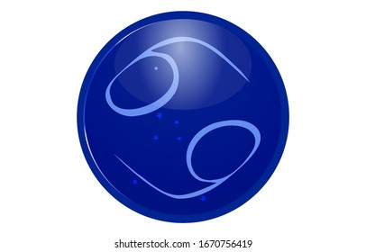 Blue 12 constellation icon with star arrangement: Cancer
