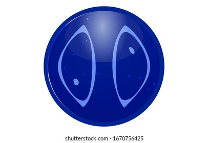 Blue 12 constellation icon with star arrangement: Pisces