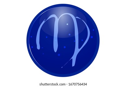 Blue 12 constellation icon with star arrangement: Virgo
