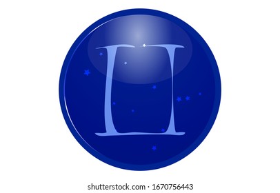 Blue 12 constellation icon with star arrangement: Gemini