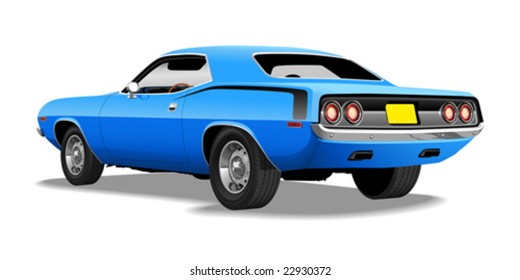 Blue 1970's Muscle Car