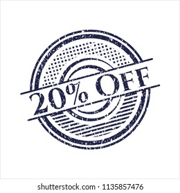 Blue 20% Off grunge seal