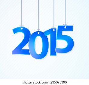 Blue 2015 text creative greeting card design. Vector illustration