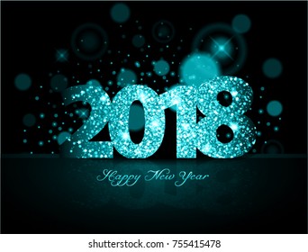 Blue 2018 happy new year on the background