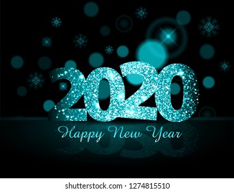 Blue 2020 happy new year on the background