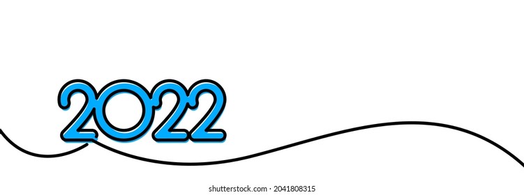 Azul 2022 dibujado por una sola línea. Ilustración vectorial de vacaciones.