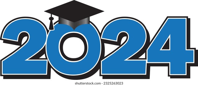 Blue 2024 Graduation Cap Logo