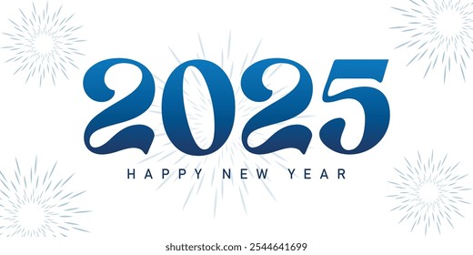 blue 2025 happy new year elegant typography with modern style for holiday greeting cards and celebrations