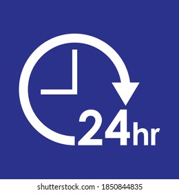 Icono del vector con el logotipo azul 24 horas