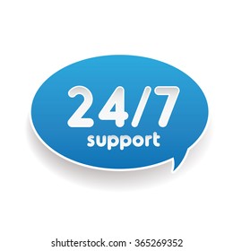 Blue 24/7 Support label speech bubble