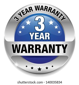 Blue 3 Year Warranty Button