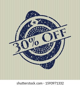 Blue 30% Off distressed rubber grunge texture seal