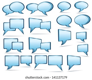 Blue 3D and 2D Speech Bubbles