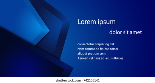 blue 3d abstract geometric overlap on blue space background for message and text