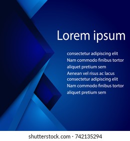 blue 3d abstract geometric overlap on blue space background for message and text. monochrome style.